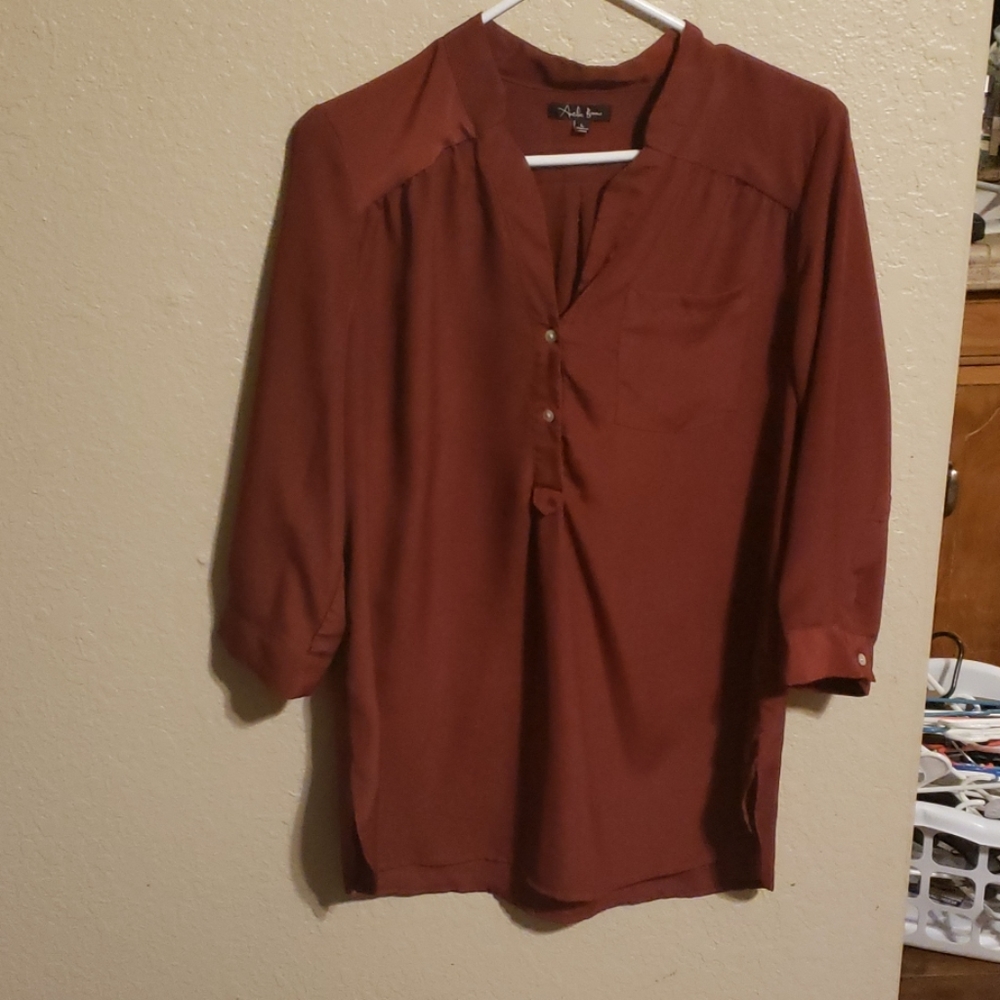 3/4 sleeve brown tunic